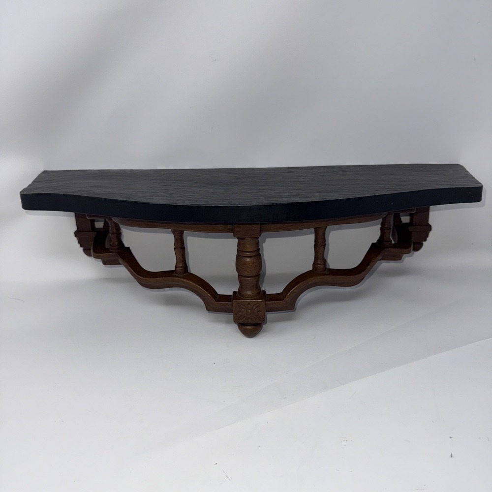 Vintage 1969 DART 5021 3027 Black Brown Wall Shelf Plastic Faux Wood 21.75 In